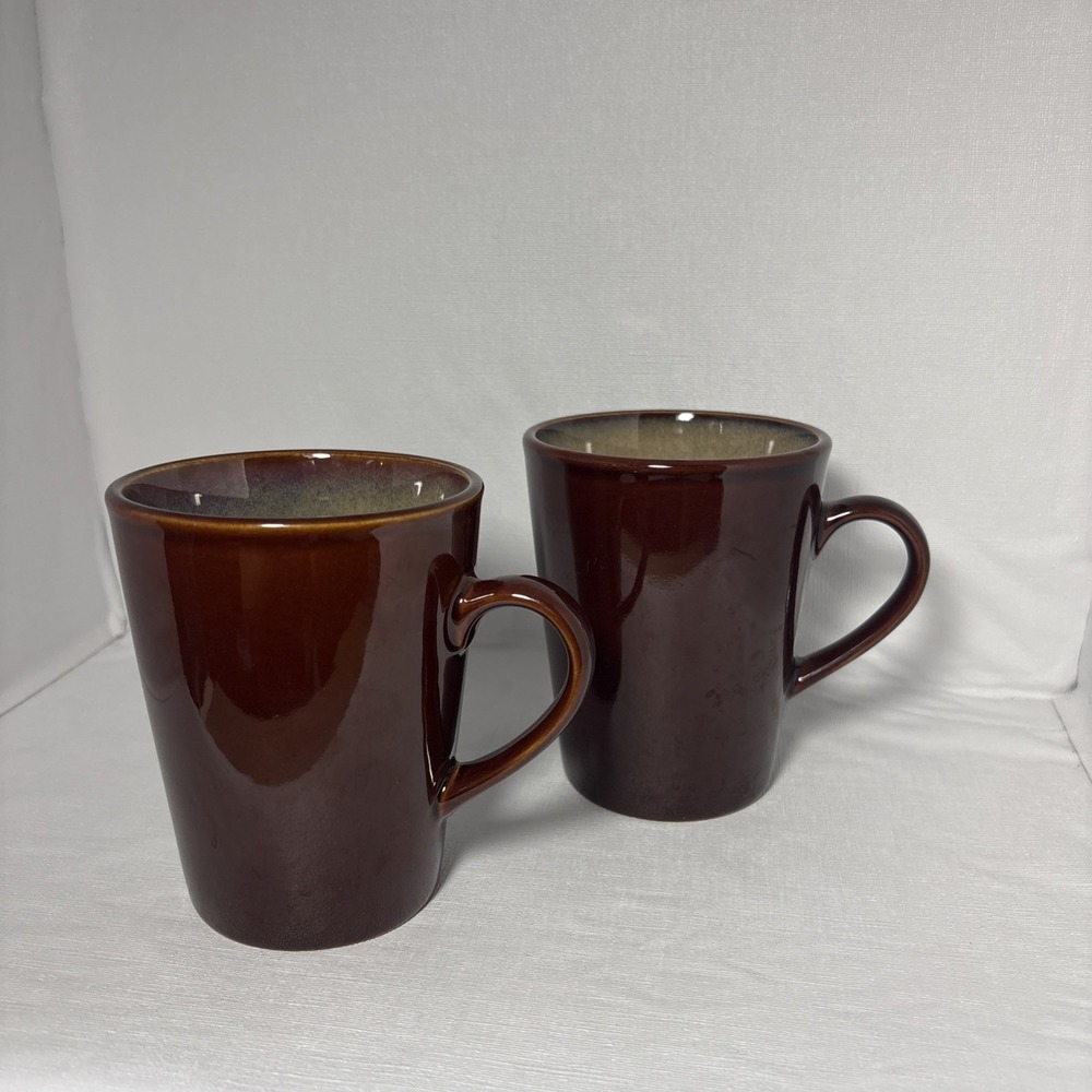 2 Gibson Elite Ceramic Brown Reactive Glaze Mugs
